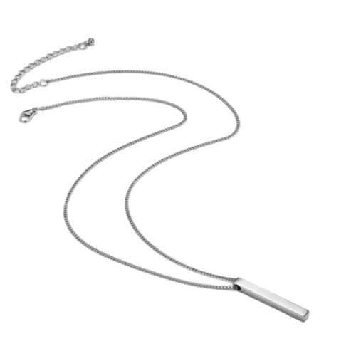 Men's Minimalist Stainless Silver Bar Necklace