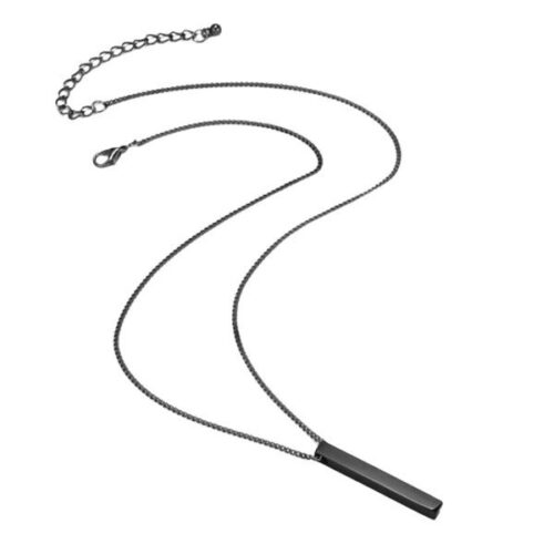 Men's Minimalist Stainless Black Bar Necklace