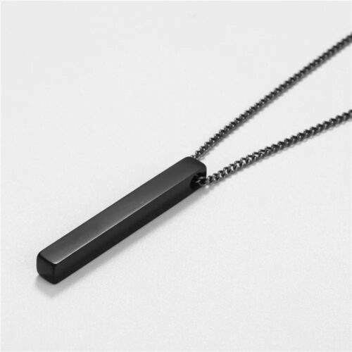 Men's Minimalist Stainless Black Bar Necklace - Image 4