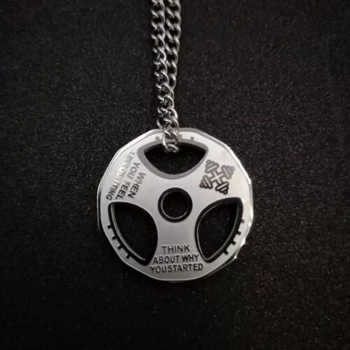 Titanium Gym Barbell Plate Necklace - Image 3