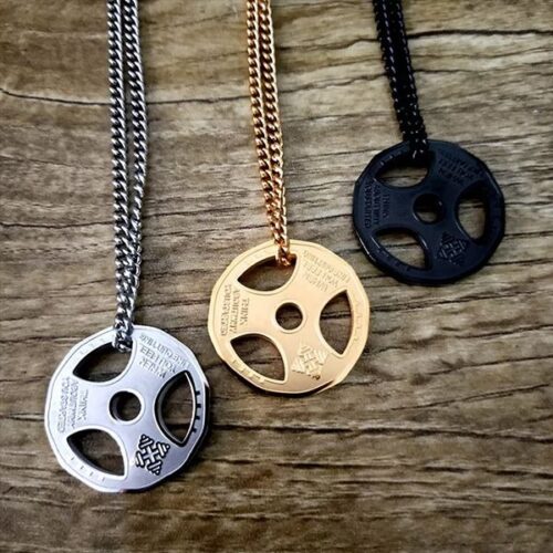 Titanium Gym Barbell Plate Necklace - Image 4
