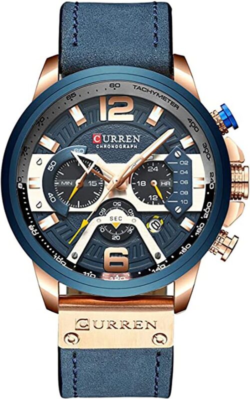 Curren F1 Blue Leather Strap Men's Quartz Watch - Image 2