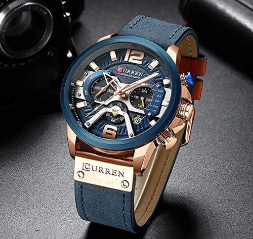 Curren F1 Blue Leather Strap Men's Quartz Watch - Image 4