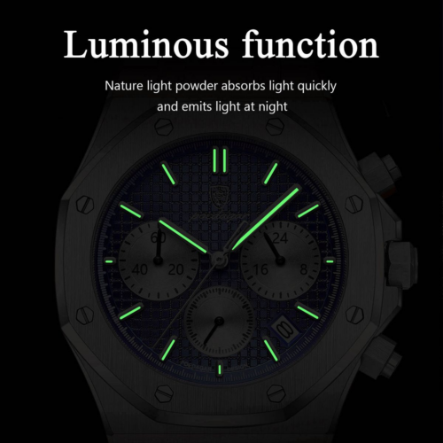 Military Grade Luxury Silver and Blue Chronograph Watch for Men - Image 5