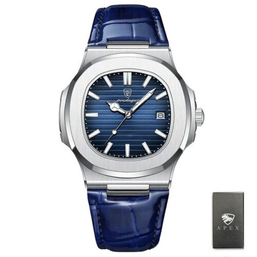 Poedagar Corsair - Ice Blue Dail with Leather Strap