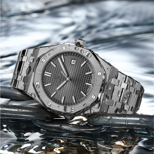 Poedagar Platinum - Gun Steel Luxury Men's Watch - Black - Image 3