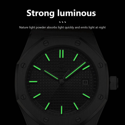 Poedagar Platinum - Gun Steel Luxury Men's Watch - Black - Image 2