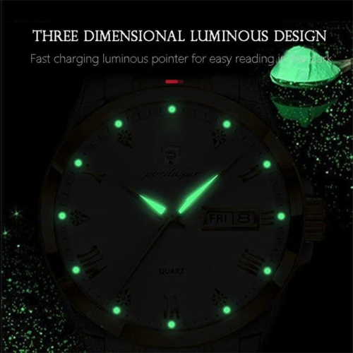 Poedagar Royal Platinum - Emarald Green Luxury Men's Watch - Image 3